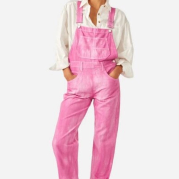 Free People We the Free Collection Ziggy Denim Overalls Electric Bouquet S - Picture 1 of 4